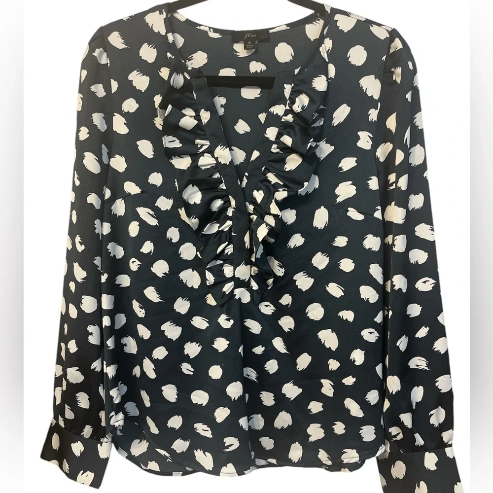 J Crew blouse Steele gray/blue with cream. Size M.